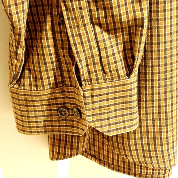 Columbia Men XL Shirt Brown Check Cotton Button Down Button Collar Casual Preppy - Picture 4 of 7